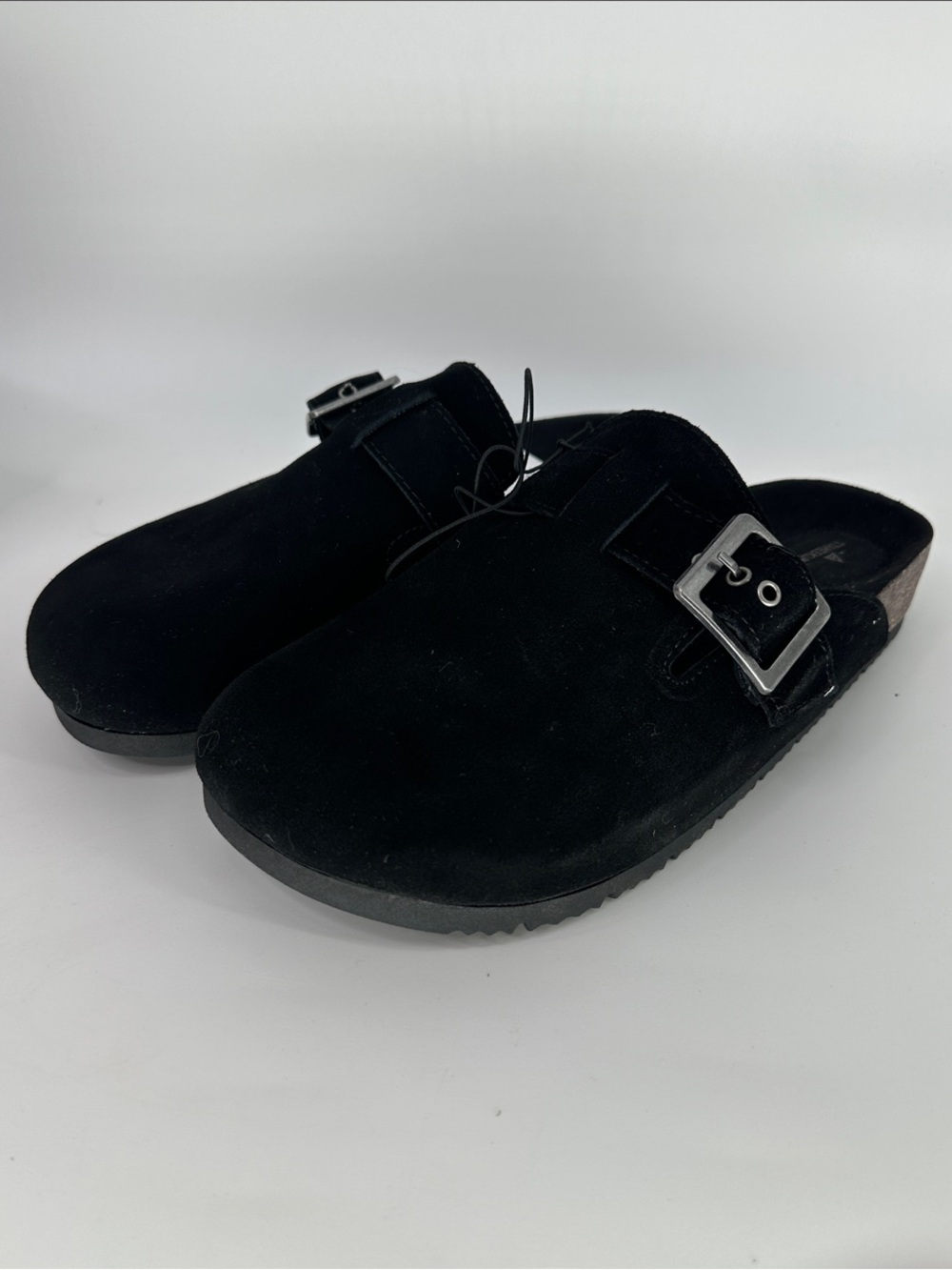 Staheekum Womens Clogs Black Shoes Buckle Water Repellent Slip-On Suede Upper 9